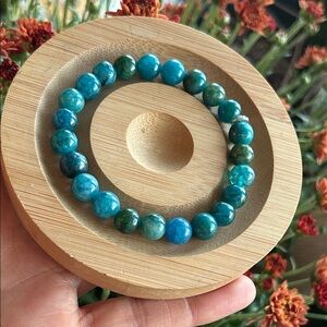 Handmade Blue Apatite Beaded Bracelet *